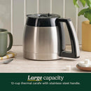 12-Cup Programmable Coffee Maker with Thermal Carafe, 1-4 Cup Setting, Brew Strength Control and Brew Pause, Stainless Steel, Silver